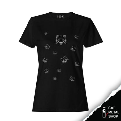 Playera Cat Metal Shop: We’re All Mad in Here