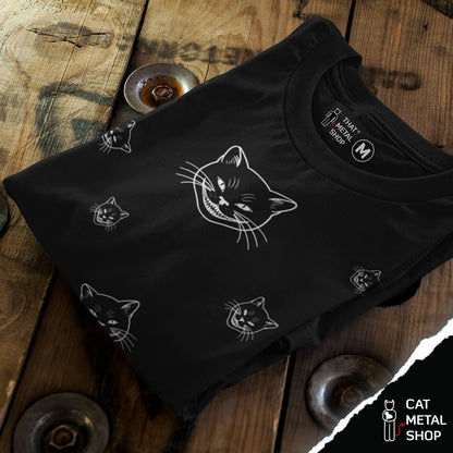Playera Cat Metal Shop: We’re All Mad in Here