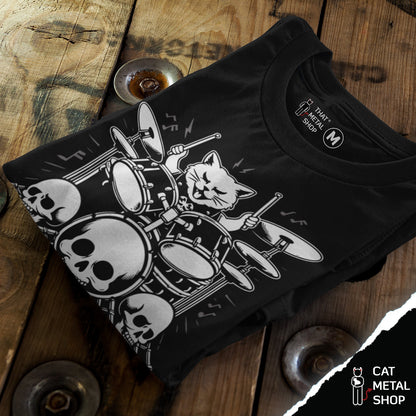 Playera Gato Baterista Drums Cat
