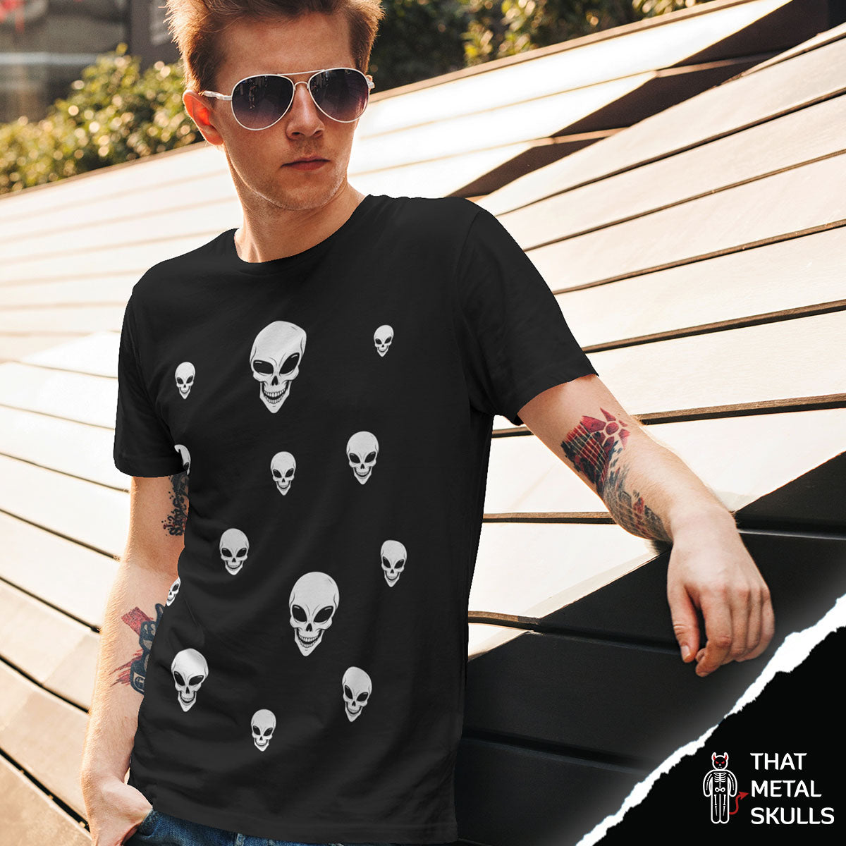 Playera That Metal Skulls: Ufo Alien Skull